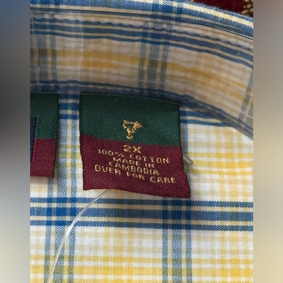 Saddlebred NWT 2XL Short Sleeve Button Down Front Pocket Plaid Shirt - Picture 2 of 5